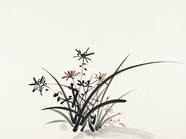 梅兰竹菊写意画,留白构图显文人风骨,国画技法解析