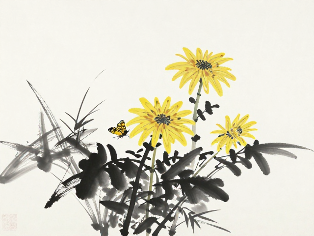 梅兰竹菊写意画,留白构图显文人风骨,国画技法解析