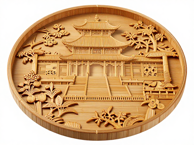 浙江嘉定竹刻果盘,层次分明工艺,传承非遗之美