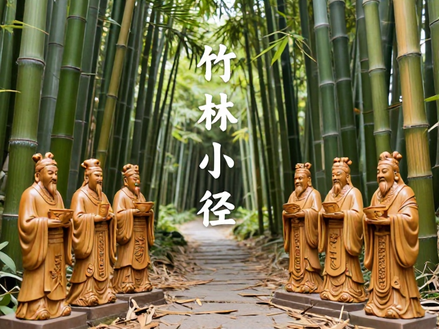 湖南竹雕,八仙题材竹林小径,匠心非遗艺术品赏析