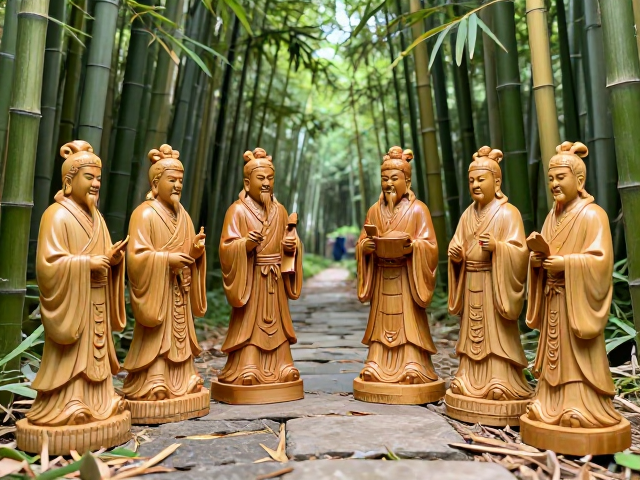 湖南竹雕,八仙题材竹林小径,匠心非遗艺术品赏析
