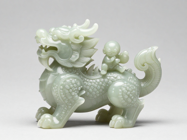 麒麟送子寓意深,因材施艺打造民俗吉祥玉雕,传承文化匠心