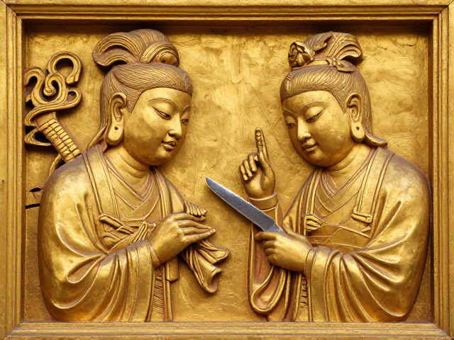 金漆木雕技法,用斜口刀刻画人物神态,细节全解析