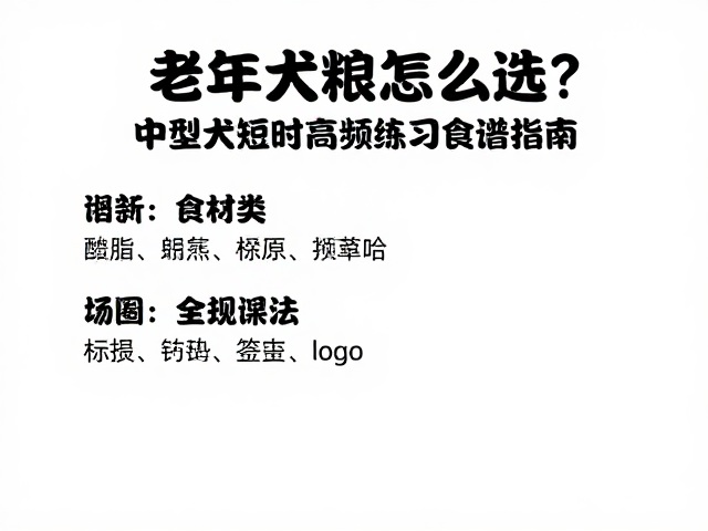 老年犬粮怎么选?中型犬短时高频练习食谱指南