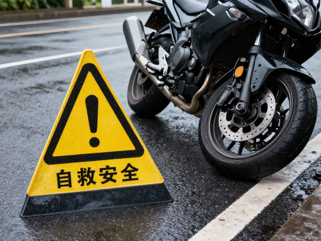 半路机车抛锚？雨天刹车失灵自救指南，设警示牌保安全