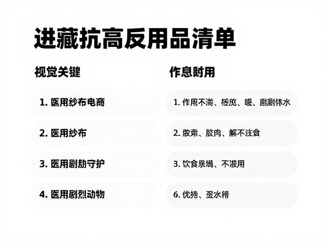 进藏抗高反用品清单,医用纱布防护与避免剧烈运动指南