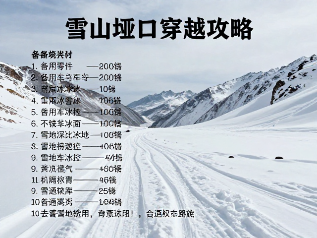 雪山垭口穿越攻略,备用零件携带与雪地冰面控车技巧