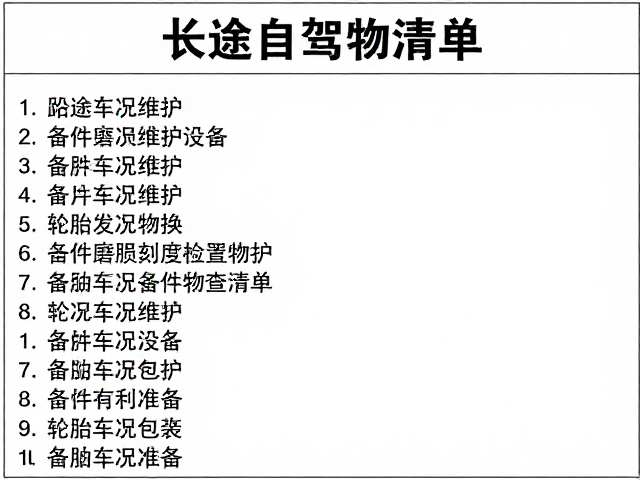 长途自驾必看，沿途车况维护、备件更换清单与轮胎磨损刻度检查指南