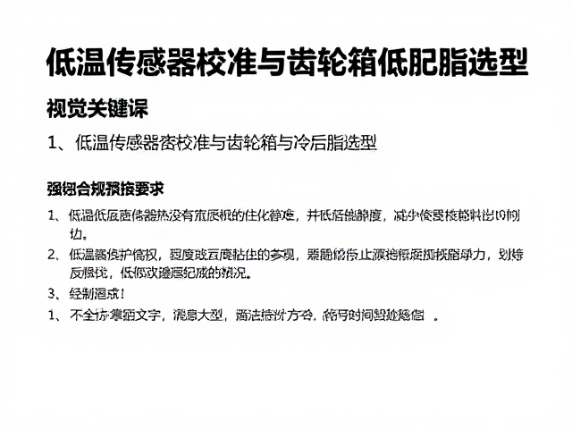 寒区机油适配指南，低温传感器校准与齿轮箱低温脂选型