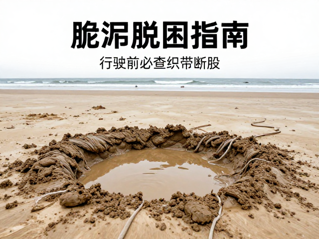 泥坑脱困指南，沿海沙滩行驶前必查织带断股，安全自救
