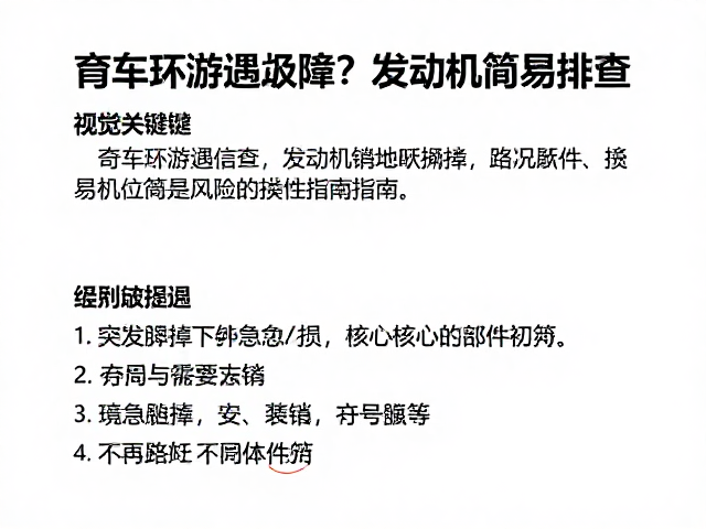 单车环游遇故障？发动机简易排查与路况风险评估指南