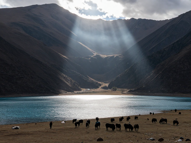丁达尔光洒落高山湖泊,沉浸式体验牧民生活