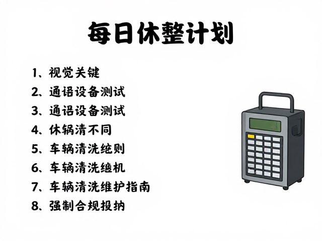 每日休整计划，通讯设备测试与车辆清洗维护指南