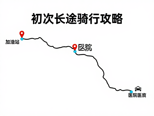 初次长途骑行攻略，标注加油站与医院，社交媒体分享避坑指南