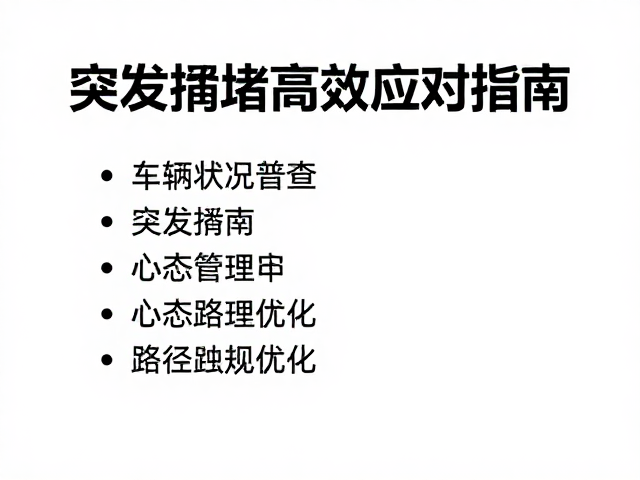 车辆状况普查，结伴应急方案，突发拥堵高效应对指南
