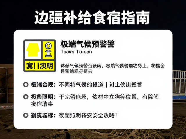 边疆补给食宿指南,极端气候预警与夜间照明安全攻略