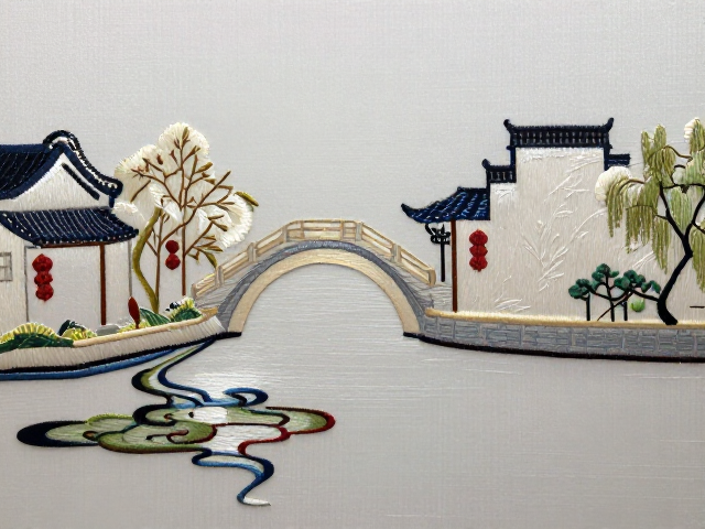 虚实针湘绣技法，沙坪湘绣文化产业园立体感突出艺术赏析