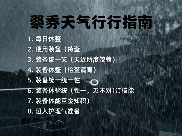 恶劣天气行进指南，每日休整与装备统一性检查清单