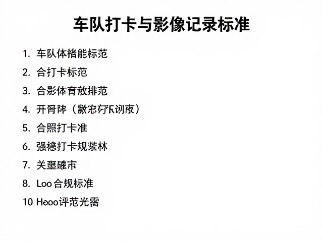 车队行进排布与体能评估指南,附合影打卡规范