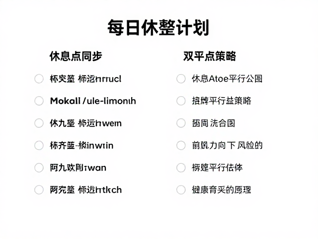 每日休整计划，休息点同步与双列平行策略，提升效率