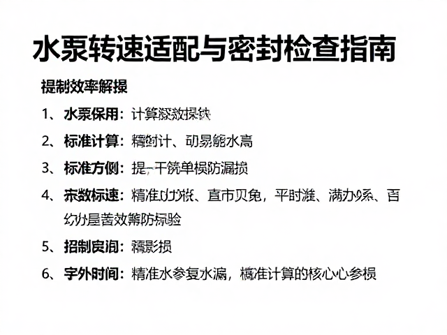 水泵转速适配与密封检查指南，提升效率防漏损