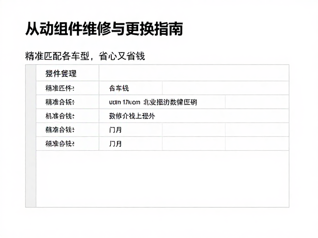从动组件维修更换指南,精准匹配各车型,省心又省钱