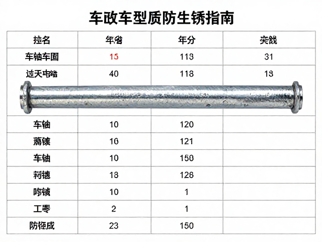 车轴表面镀锌处理，确认车型年份防生锈指南