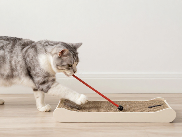 逗猫棒引导猫爪板定点磨爪,让猫咪爱上互动的玩具技巧