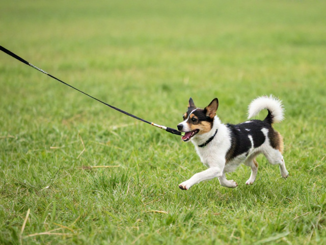 小型犬随行训练，听到口令回到随行位置，松绳随行不爆冲