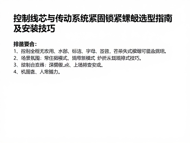 控制线芯与传动系统紧固锁紧螺母选型指南及安装技巧