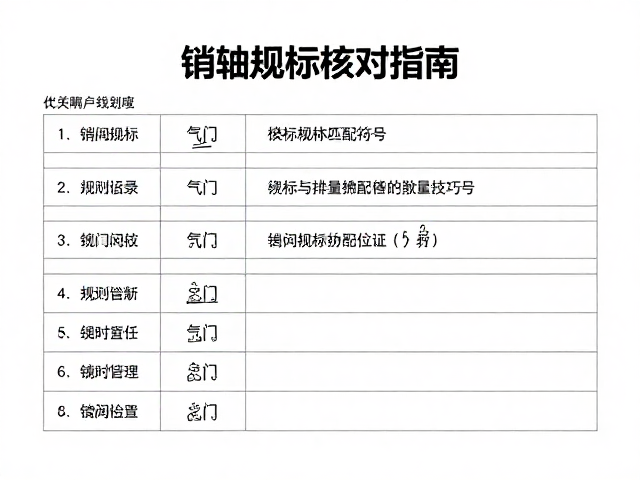 销轴规格核对指南,气门与排量匹配技巧