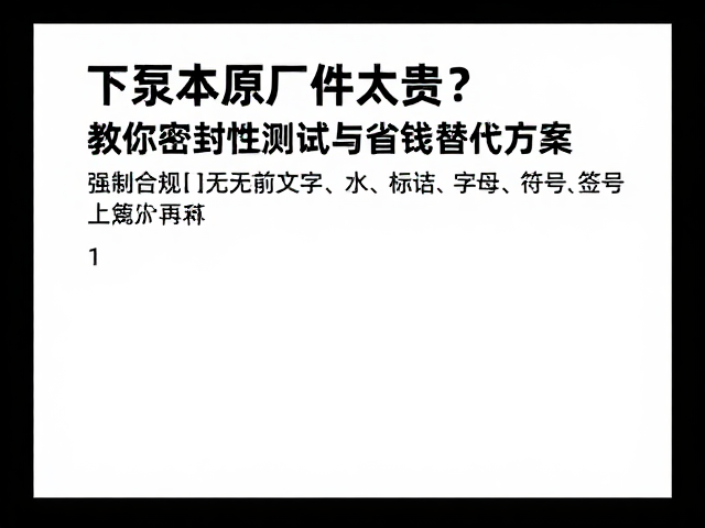 下泵体原厂件太贵?教你密封性测试与省钱替代方案