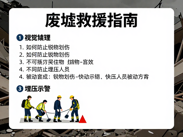 废墟救援指南,如何防止锐物划伤并通过被动示警快速定位埋压人员