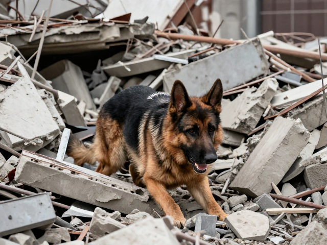 废墟埋压人员搜索，德国牧羊犬如何精准应对建筑坍塌搜救难题