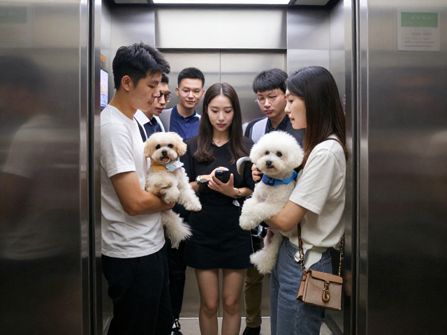 电梯进出礼仪,避免多人指挥,增强人宠互动默契