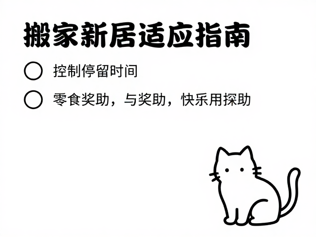 搬家后新居适应指南,控制停留时间,用零食奖励助猫快速探索
