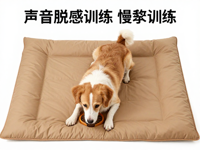 声音脱敏训练,利用慢食垫,让狗狗在刺激声中安心玩耍