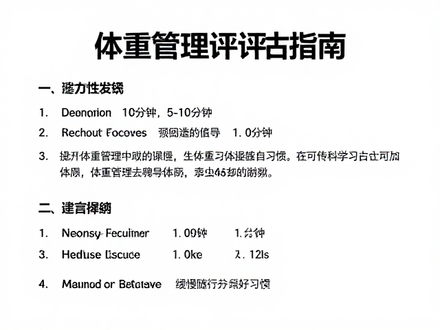 体重管理评估指南，每次5-10分钟，缓慢随行引导养成好习惯