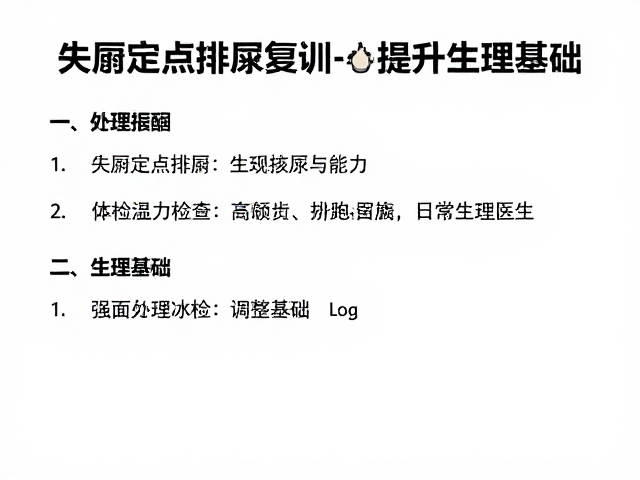 失禁定点排泄复训,根据体检结果调整,提升日常自理能力