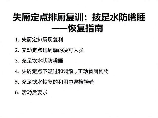 失禁定点排泄复训,充足饮水防嗜睡,活动后恢复指南