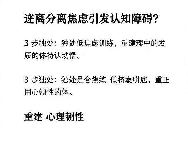 分离焦虑引发认知障碍?3步独处低焦虑训练,重建心理韧性