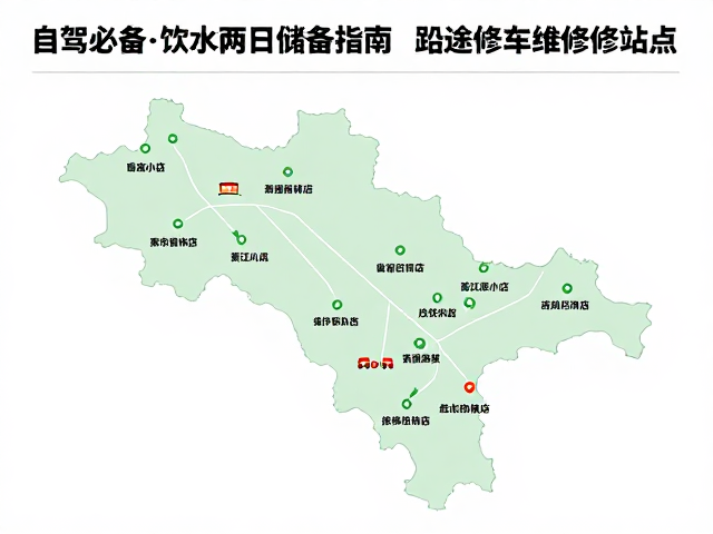 自驾必备，饮水两日储备指南及沿途修车维修站点与便利店分布图