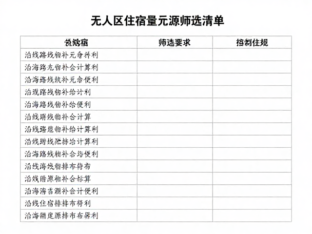 无人区油量冗余计算,沿海路线补给便利,沿线住宿排布清单