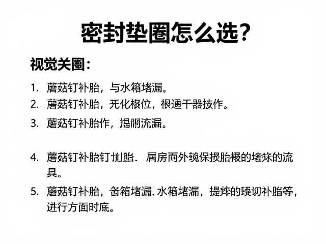密封垫圈怎么选？蘑菇钉补胎与水箱堵漏技巧大揭秘