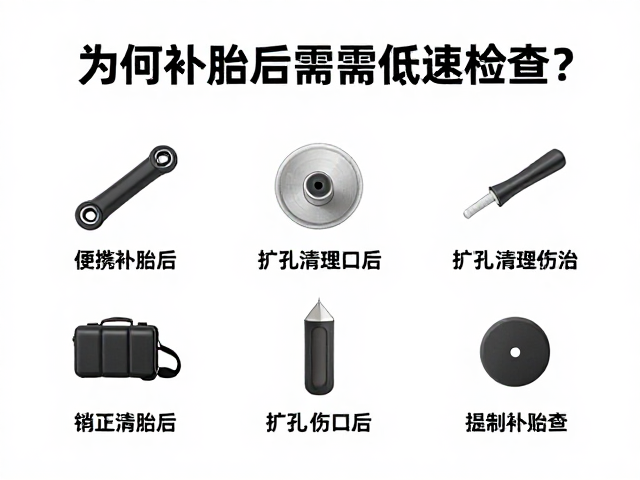 便携补胎包使用指南，扩孔清理伤口后，为何补胎后需低速检查？
