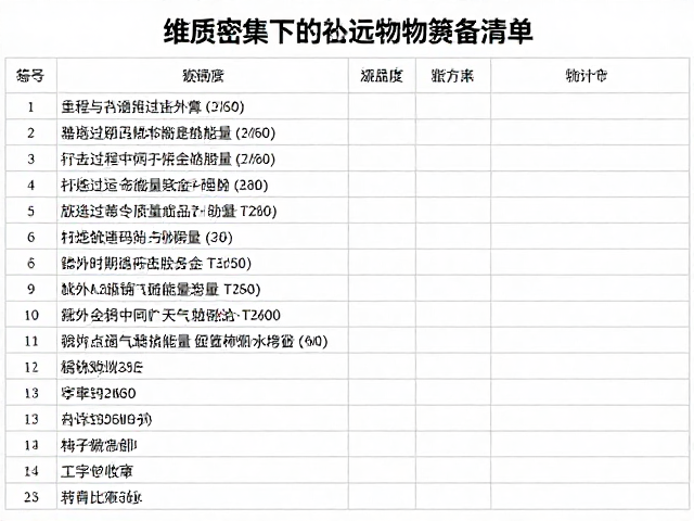 单日里程与补给密集下的远行物资筹备清单