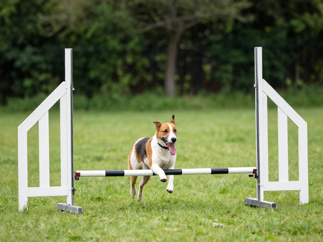 训犬师推荐，户外草坪训练跨栏跳杆，提升狗狗敏捷技巧