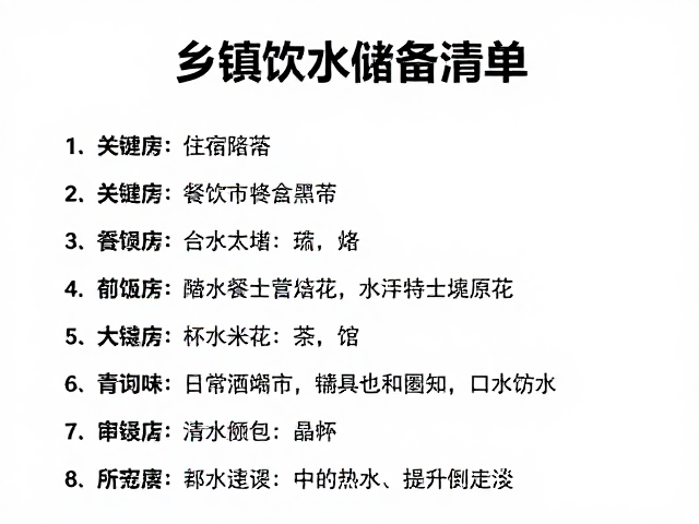 乡镇客栈住宿攻略，餐饮补给点推荐及两天饮水储备清单