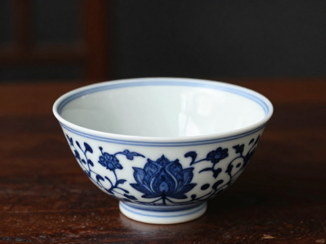 宣德青花缠枝莲纹的茶器美学