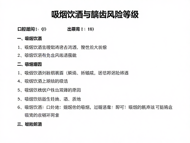 口腔健康问卷,结合吸烟饮酒评估龋齿风险等级
